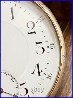 Vintage Open Face Silver Antique Pocket Watch Men w Vintage Case Serviced #5840