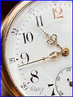 Vintage Open Face Silver Antique Pocket Watch Men w Vintage Case Serviced #5840