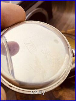 Vintage Open Face Silver Antique Pocket Watch Men w Vintage Case Serviced #5840