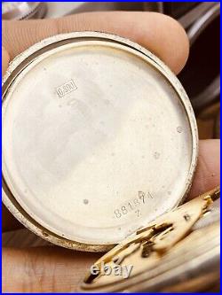 Vintage Open Face Silver Antique Pocket Watch Men w Vintage Case Serviced #5840