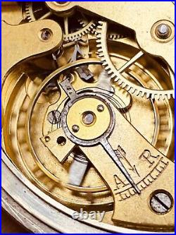 Vintage Open Face Silver Antique Pocket Watch Men w Vintage Case Serviced #5840