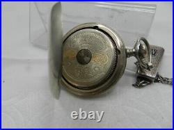 Vintage Original Hebdomas 8 Jours 8 day Pocket Watch, runs, silver case+sterling