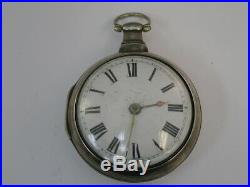 Vintage Pair Case Fusee Pocket Watch Lawson Bradford Silver Case 49mm London
