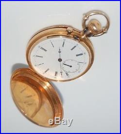 Vintage Pocket Watch, 18K GOLD HUNTER CASE, Breitling-Laederich, c. 1870