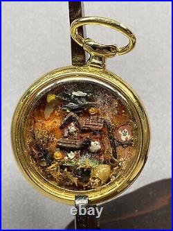 Vintage Pocket Watch Case Detailed Miniature Diorama Halloween Scene