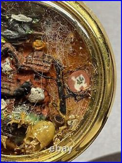 Vintage Pocket Watch Case Detailed Miniature Diorama Halloween Scene