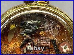 Vintage Pocket Watch Case Detailed Miniature Diorama Halloween Scene