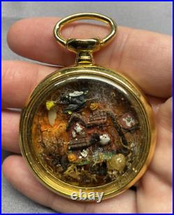 Vintage Pocket Watch Case Detailed Miniature Diorama Halloween Scene