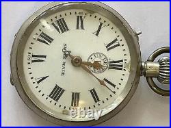 Vintage Pocket Watch Silver Case Works Well Roman Numbers