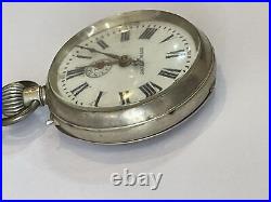 Vintage Pocket Watch Silver Case Works Well Roman Numbers