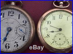 Vintage Pocket Watches Waltham Big Lot Gold Filled Cases Parts Fix Scrap Gold