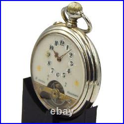 Vintage Swiss pocket watch HEBDOMAS, 8 Jours, 8 day, steel case