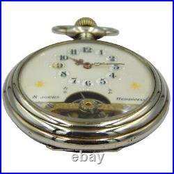 Vintage Swiss pocket watch HEBDOMAS, 8 Jours, 8 day, steel case