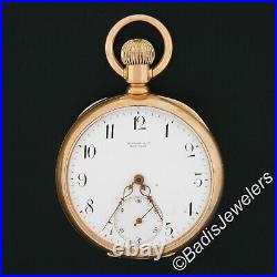 Vintage Tiffany & Open Face Pocket Watch with Solid 18k Gold Monogrammed Case