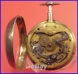 Vintage Verge Fusee 1/2 1/4 Repeater 7 1/2min Pocket Watch Silver Mvt Case /Fit