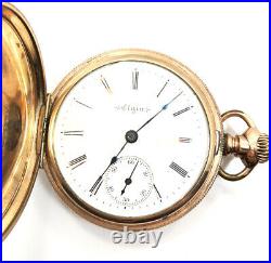 Vintage Victorian Yellow Gold Filled Elgin 1902 18S Hunter Case Pocket Watch