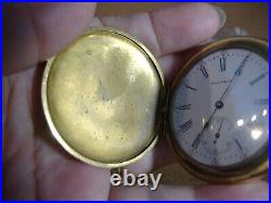 Vintage Waltham Gold Plated Hunters Case Pocket Watch -working -15j