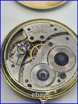 Vintage Waltham Pocket Watch Gold Filled Case 15 Jewels 12 Size Ca. 1928 Serviced