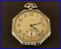 Vintage Waltham Pocket Watch Octagon Case 7 Jewels 12 Size Model 1894 Ca. 1925