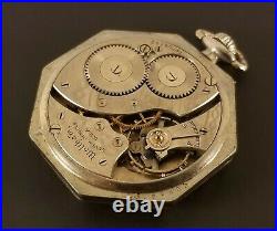 Vintage Waltham Pocket Watch Octagon Case 7 Jewels 12 Size Model 1894 Ca. 1925