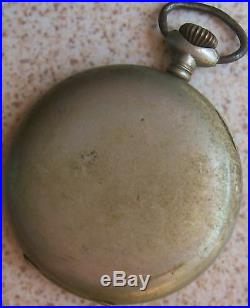 Vintage Xfine Pocket Watch Chronograph open face nickel chromiun case