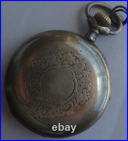 Vintage pocket watch silver hunter case 50 mm. In diameter running condition