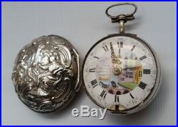 Vtg 1771 George III Tarts of London Silver Repousse Pair Cased Pocket Watch
