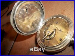 Vtg. 1870-80's Home Watch Co. Key Wind Heavy Case Pocket Watch withKey Runs Well