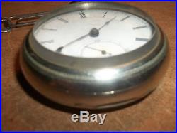 Vtg. 1870-80's Home Watch Co. Key Wind Heavy Case Pocket Watch withKey Runs Well