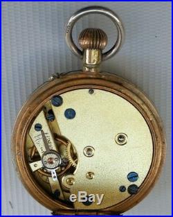 Vtg 1904 Solid Silver Carriage Mantle Desk Clock Hammered Cased Pocket Watch