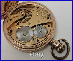 Vtg 1920s Waltham USA Dennison Moon Cased Gold Plated Full Hunter Pocket Watch