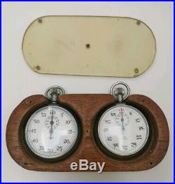 Vtg 1950s Pair of Rally Timers Rocar & Smiths Stopwatch in Wooden Perspex Case