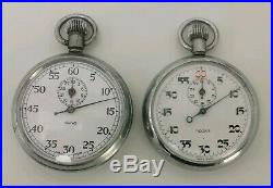 Vtg 1950s Pair of Rally Timers Rocar & Smiths Stopwatch in Wooden Perspex Case