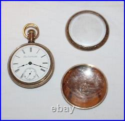 Vtg Elgin Nat'l Watch Co Pocket Watch Etched Fahys #1 Case runs 593969