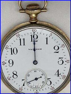 Vtg Elite 14K Yellow Gold Case Waltham Pocket Watch Model 1894 Grade 210 As Is