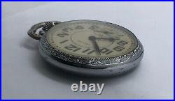 WALTHAM 1908 16s POCKET WATCH Traveler Stainless Case 17 Jewels Etched