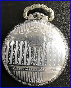 WALTHAM 1908 16s POCKET WATCH Traveler Stainless Case 17 Jewels Etched