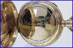 WALTHAM Rare 1874 Chronograph 14s 14K Solid Gold Hunter pocket watch Heavy Case