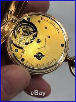 WALTHAM WILLIAM ELLERY POCKET WATCH IN 14K GOLD CASE-OVER $675 GOLD @ $1500 Oz