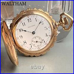 WALTHAM vintage pocket watch 1907 hunter case manual mechanical works from Japan
