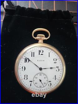 WORKING 1914 Elgin 12s 17J Pocket Watch Rolled GP Wadsworth Rambler Case