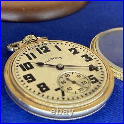 WORKING 1920s Illinois 60 Hr 3 Position 19 Jewels Pocket Watch 10K Gold + Case