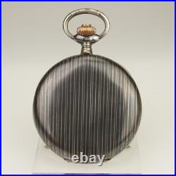 WORKING! HELA Niello Silver Pocket Watch Men's no fusee no duplex no repeater