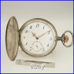 WORKING! HELA Niello Solid Silver Pocket Watch no fusee no duplex no repeater