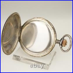 WORKING! HELA Niello Solid Silver Pocket Watch no fusee no duplex no repeater
