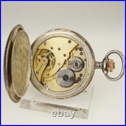 WORKING! HELA Niello Solid Silver Pocket Watch no fusee no duplex no repeater
