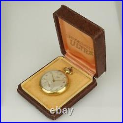 WORKING! Pocket Watch ULTRA incl CASE Gold pl. Men's no fusee duplex no repeater