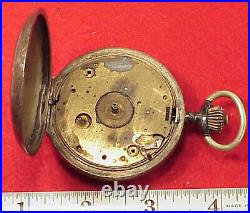 W&D VINTAGE HUNTING CASE FRENCH Roskopf. 800 SILVER Pocket Watch HORSE HOUSE