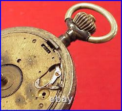 W&D VINTAGE HUNTING CASE FRENCH Roskopf. 800 SILVER Pocket Watch HORSE HOUSE
