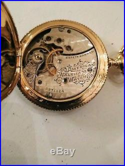 Waltham 0S. (1893) 11 jewel great fancy dial 14K Double hunter case restored